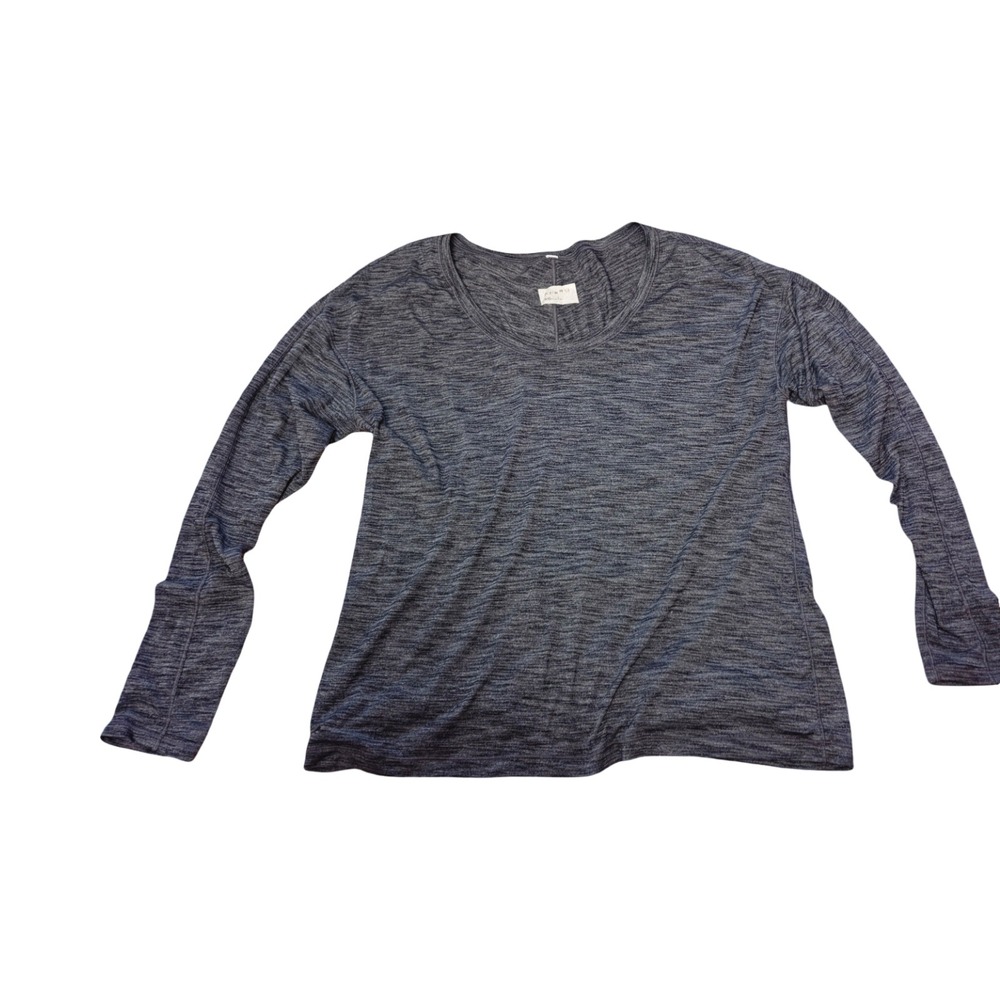 Lululemon Long Sleeve Space Dye Heathered Blue Grey Scoop Neck Top